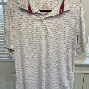 Swannie’s Maroon, Brown & White Golf Club Pattern Design Polo (Size M)